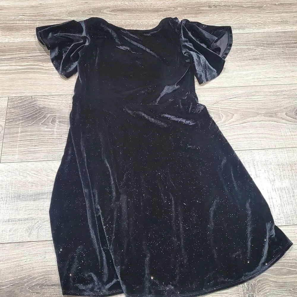 Girls Sparkle Velvet Harper Canyon Dress Size 10-12 Midnight Black Dress